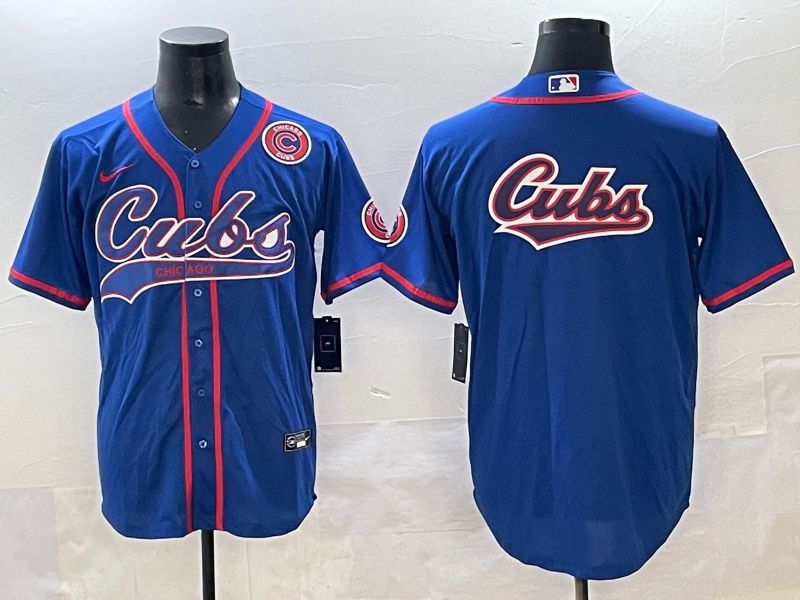 Men 2025 Chicago Cubs Blank Blue Joint Name Nike MLB Jersey style 5